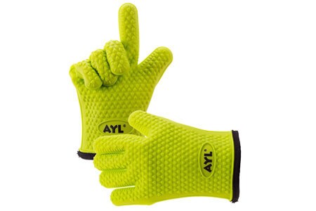 AYL Silicone Cooking Gloves - Heat Resistant Oven Mitt for Grilling, BBQ, Kitchen - Safe Handling of Pots and Pans - Cooking & Baking Non-Slip Potholders - Internal Protective Cotton Layer