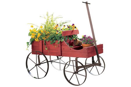Amish Wagon Decorative Indoor-outdoor Garden Backyard Planter, Red