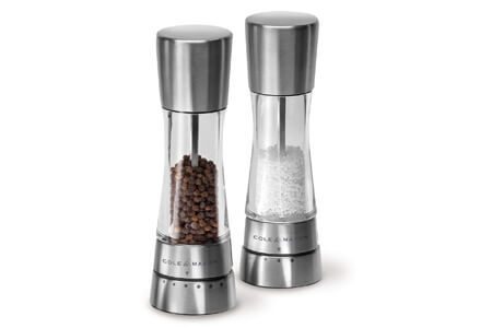 COLE & MASON Derwent Salt and Pepper Grinder Set - Stainless Steel Mills Include Gift Box, Gourmet Precision Mechanisms and Premium Sea Salt and Peppercorns