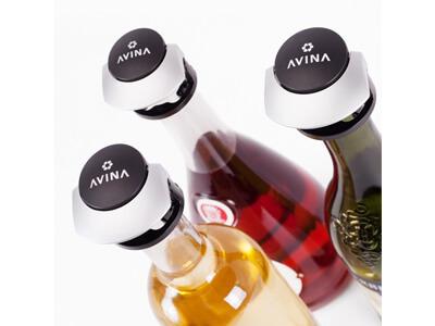 Easy Wine Stoppers by AVINA - Resealable Airtight Wine Saver with Safe Push & Lock Bottle Seal for Fresh, Carefree Fridge Storage - Set of 3 pc.