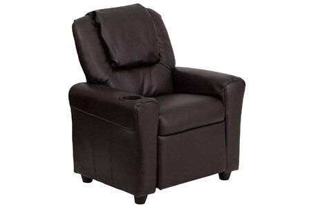Flash Furniture Contemporary Black Leather Kids Recliner with Cup Holder and Headrest