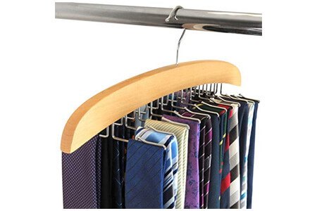 HANGERWORLD Wooden 24 Tie Hanger Holder