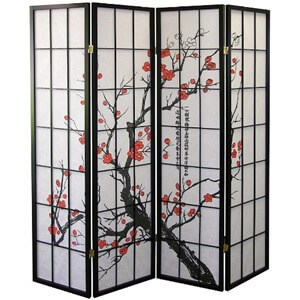 Legacy Decor 4-Panel Blossom Screen Room Divider