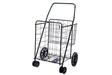 Lifestyle Solutions Jumbo Deluxe Folding Shopping Cart with Dual Swivel Wheels and Double Basket - 200 lb capacity.