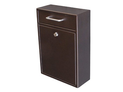 Mail Boss 7418 High-Security Steel Locking Wall Mounted Mailbox - Office Drop Box - Comment Box - Letter Box - Deposit Box, Bronze