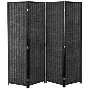 MyGift 4-Panel Woven Bamboo Folding Room Divider