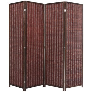 MyGift Decorative Freestanding Bamboo 4 Panel Folding Room Divider