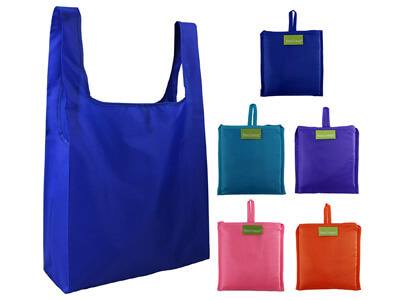 Reusable Grocery Bags Set of 5, Grocery Tote Foldable into Attached Pouch, Ripstop Polyester Reusable Shopping Bags, Washable, Durable and Lightweight (Royal, Purple, Pink, Orange, Teal)