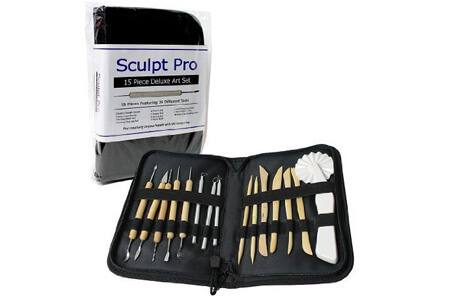 Sculpting Tools-15 Piece Deluxe Carving Clay Pottery Art Tools Set with carrying case