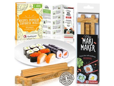 Sushi Making Kit by iSottcom – Makimaker – Sushi Maker Best for Beginners and Kids – Sushi Kit – Japanese Sushi and Rolls at Home Quick and Easy with Sushi Mold – Sushi Press – Original Gift Idea