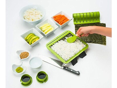 SushiQuik Super Easy Making Kit Complete With Roll Cutter, Rice Paddle, Pre-Measured Rice Frame and How To Videos