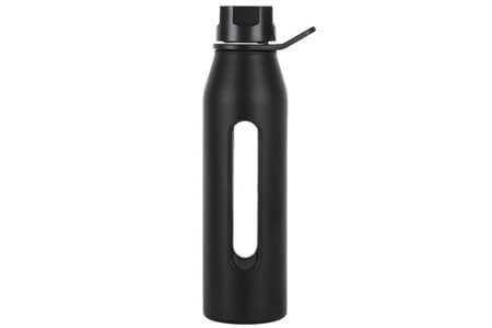 Takeya Classic Glass Water Bottle with Silicone Sleeve and Twist Cap, 22 Ounce, Black