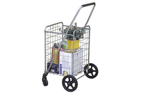 Wellmax WM99024S Grocery Utility Shopping Cart  Easily Collapsible and Portable to Save Space + Heavy Duty, Light Weight Trolley with Rolling Swivel Wheels