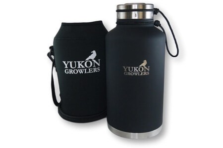 Yukon Growlers Insulated Beer Growler - Keep Your Beer Cold and Carbonated for 24 Hours in This Stainless Steel Vacuum Water Bottle - Also Keeps Coffee Hot - Improved Lid - 64 oz 